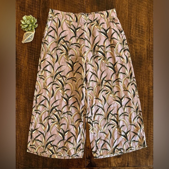 Tahari | Linen Botanical Wide Leg Palazzo Pants, Size XL - Picture 2 of 8